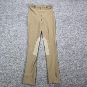 TuffRider Pants Kids 16 Beige Riding Khaki Pull On Knee Patch Stretch Breeches